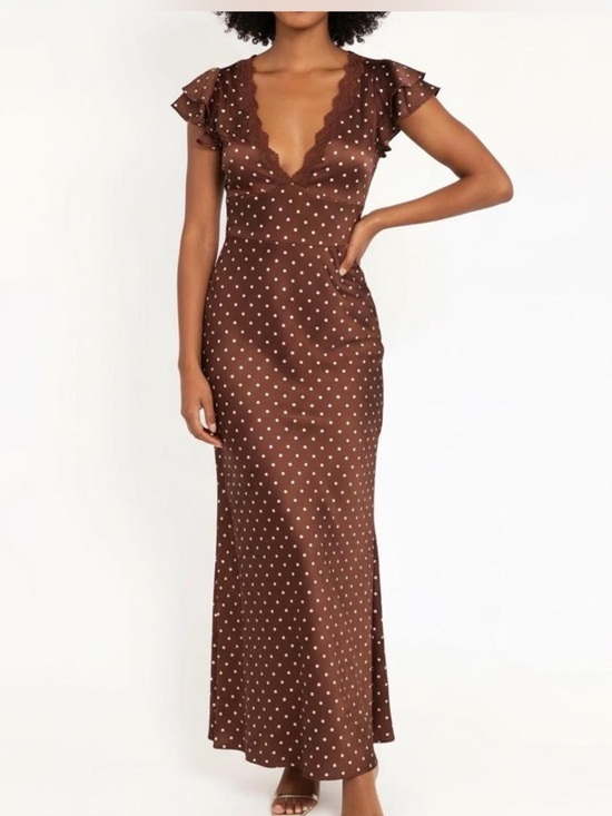 Petal & Pup Dresses & Skirts - Petal & Pup Arella Brown Polka Dot Maxi Dress